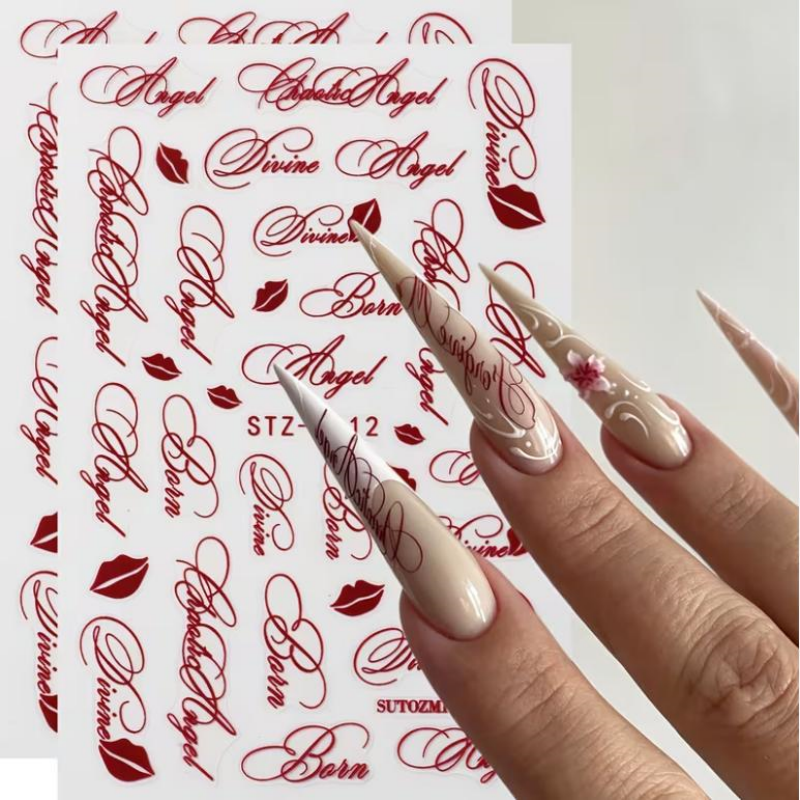 Love Divine Lip Print Nail Decals Stickers